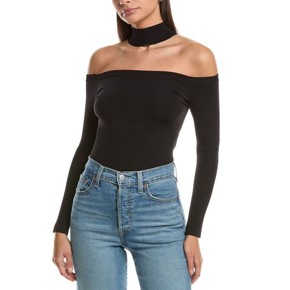 Simkhai Womens Lila Cold-Shoulder Pullover, Black